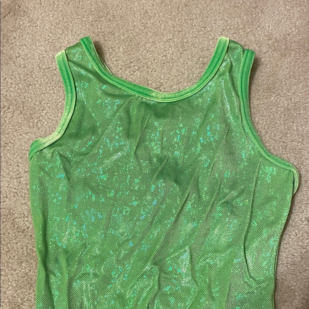 GK NEON GREEN SHIMMERING LEOTARD!Size: adult Medium! - Picture 4 of 14
